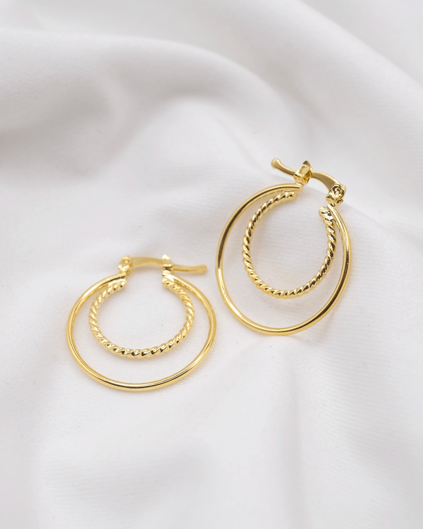 ARRACADA DOBLE 2.5 CM ORO LAMINADO 18KT