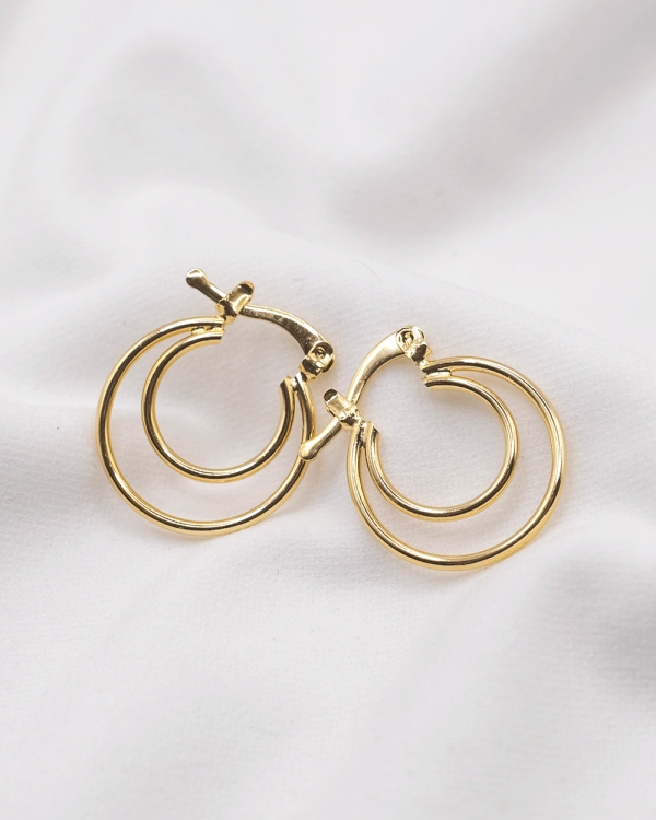 ARRACADA DOBLE 1.7 CM ORO LAMINADO 18KT