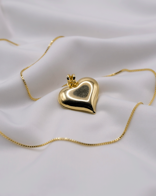 CADENA CON DIJE CORAZON GLOBO ORO LAMINADO  18KT