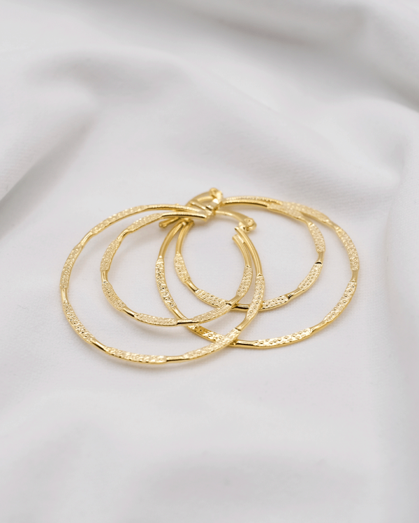 ARRACADA DOBLE PLANA 3.7 CM ORO LAMINADO  18KT