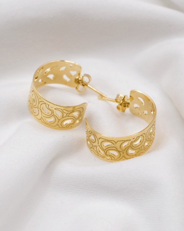 ARRACADA MEDIA CAÑA LUNITAS MINI ORO LAMINADO 18KT