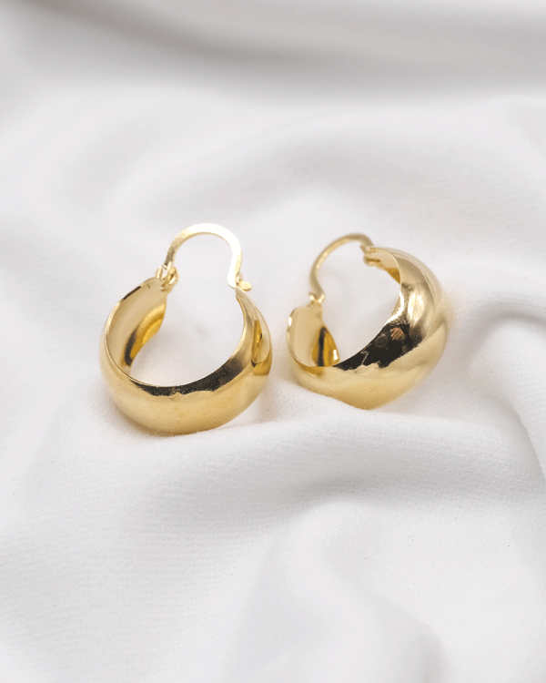 ARRACADA CAZUELA LISA GANCHO  MINI ORO LAMINADO  18KT