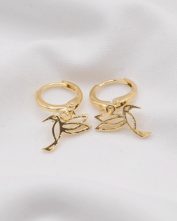 HUGGIES COLGANTE COLOBRI CON ZIRCONIA ORO  LAMINADO 18KT